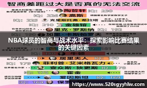 NBA球员的智商与战术水平：探索影响比赛结果的关键因素
